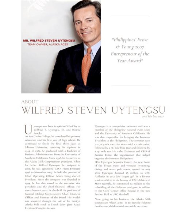 Wilfred Steven Uytengsu Biography, Age, Height, Wife, Net Worth, Family